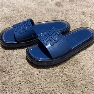 Tory Burch Blue Slide Sandals